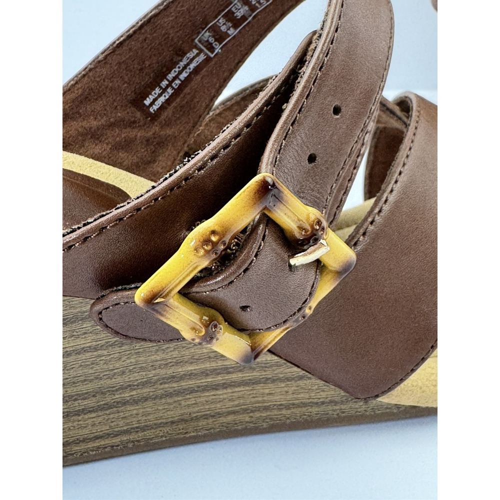 Clarks Womens Kyarra Judi Slip on Comfort Casual Brown Leather Wedge Sandal 8.5M - Picture 9 of 11